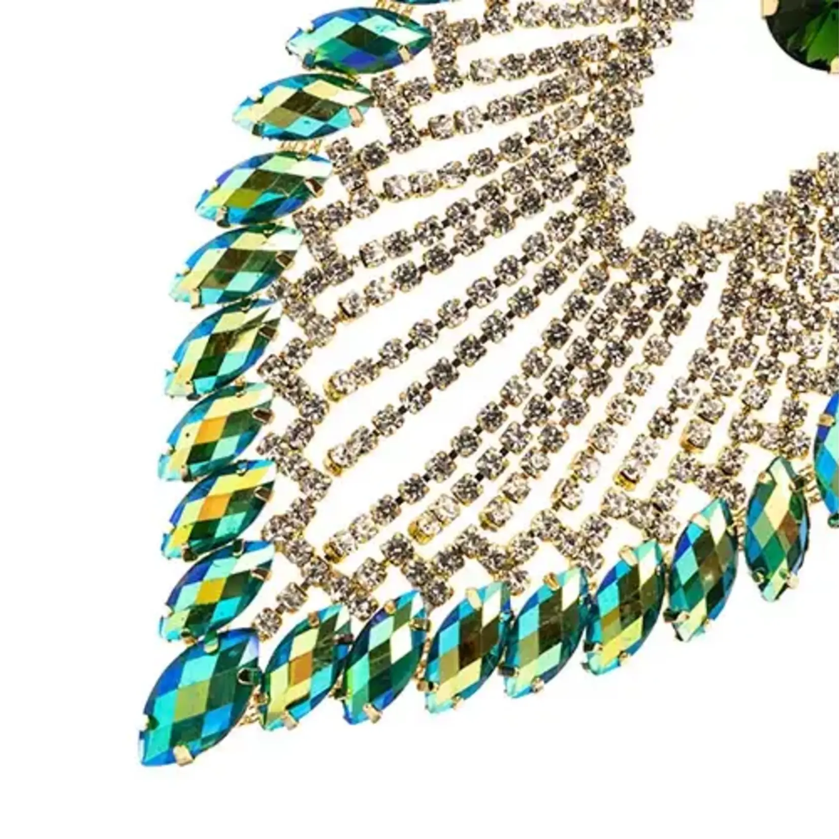 Crystal Motif Flare 11.2x8.5cm Green AB Gold Casing