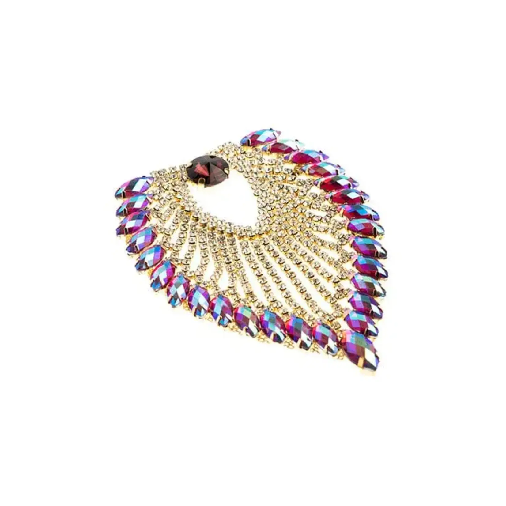 Crystal Motif Flare 11.2x8.5cm Purple AB Gold Casing