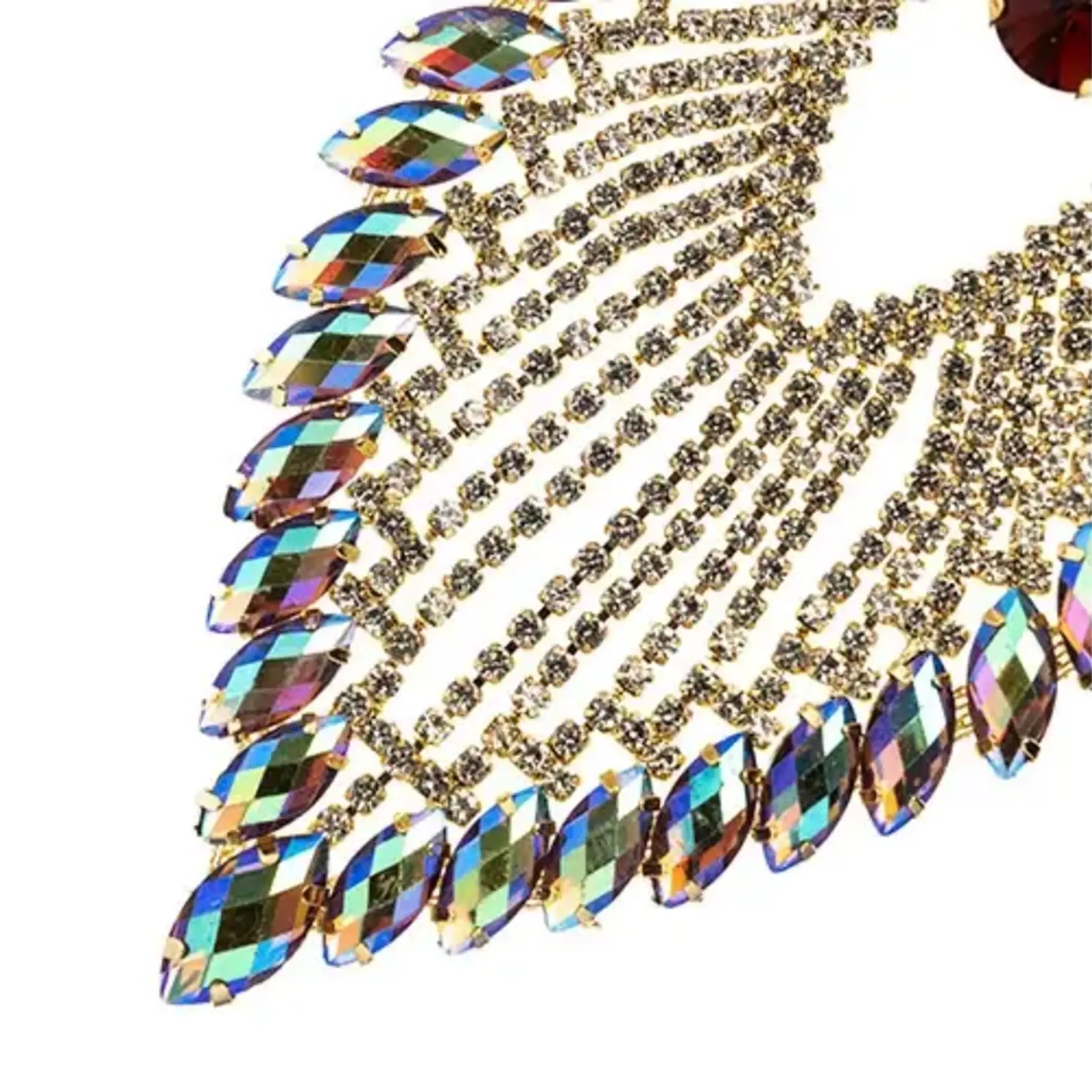 Crystal Motif Flare 11.2x8.5cm Topaz AB Gold Casing