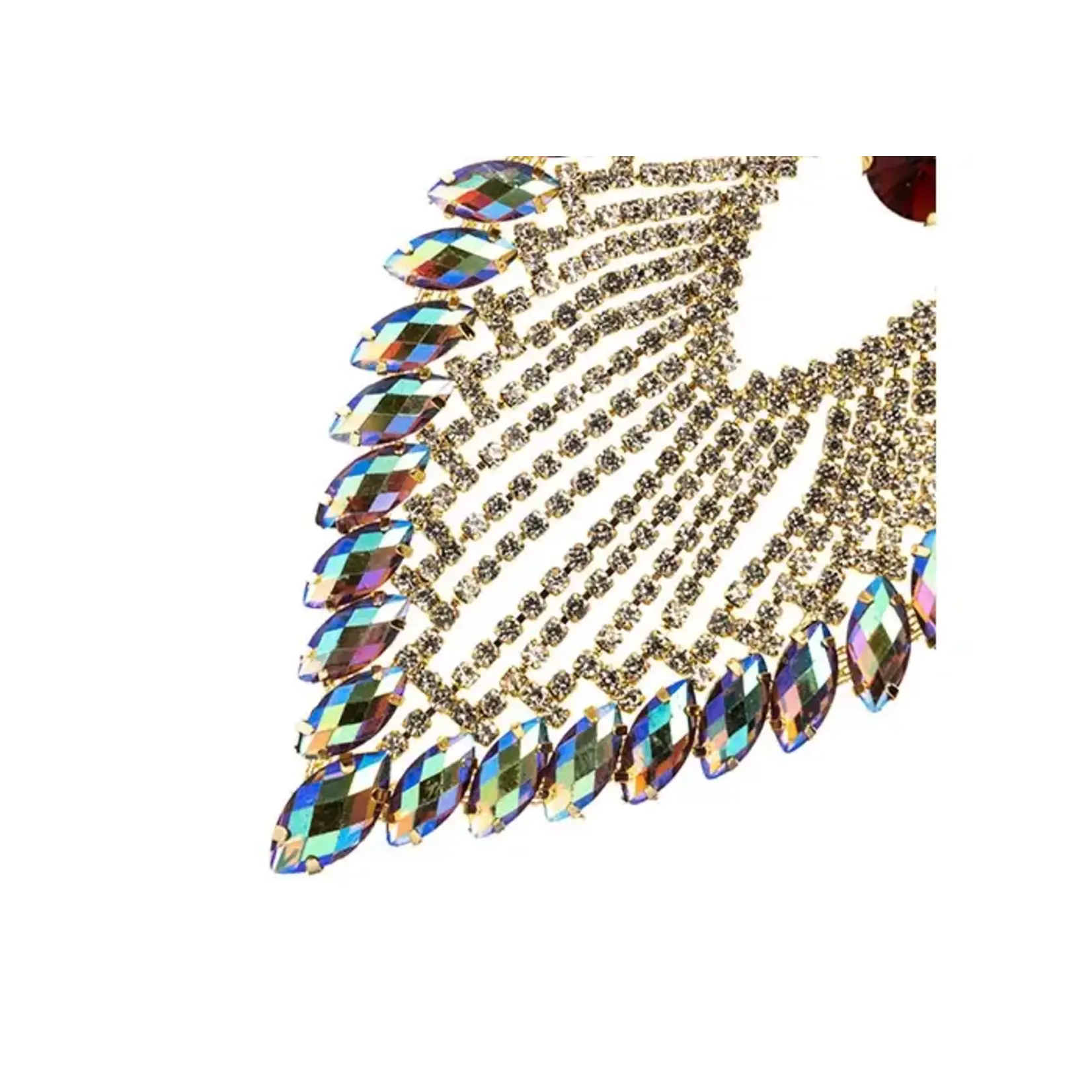 Crystal Motif Flare 11.2x8.5cm Topaz AB Gold Casing