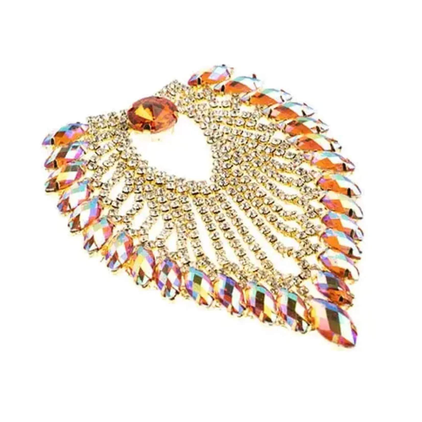 Crystal Motif Flare 13.5x5.7cm Orange AB Gold Casing