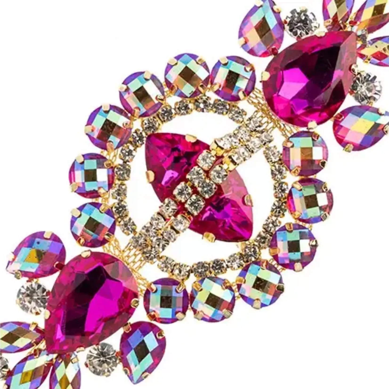 Crystal Motif Cosmos 13.5x5.7cm Fuchsia AB Gold Casing