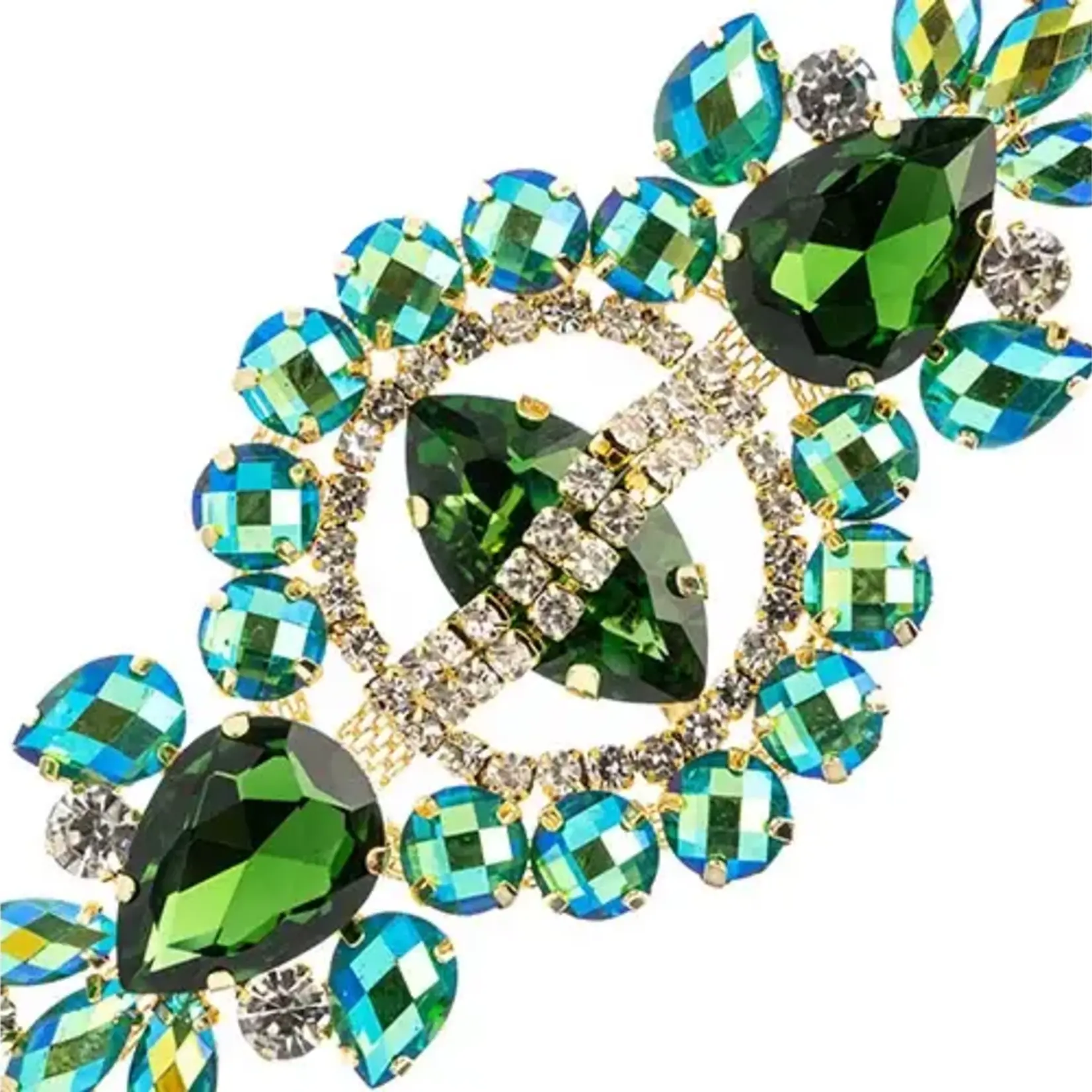 Crystal Motif Cosmos 13.5x5.7cm Green AB Gold Casing