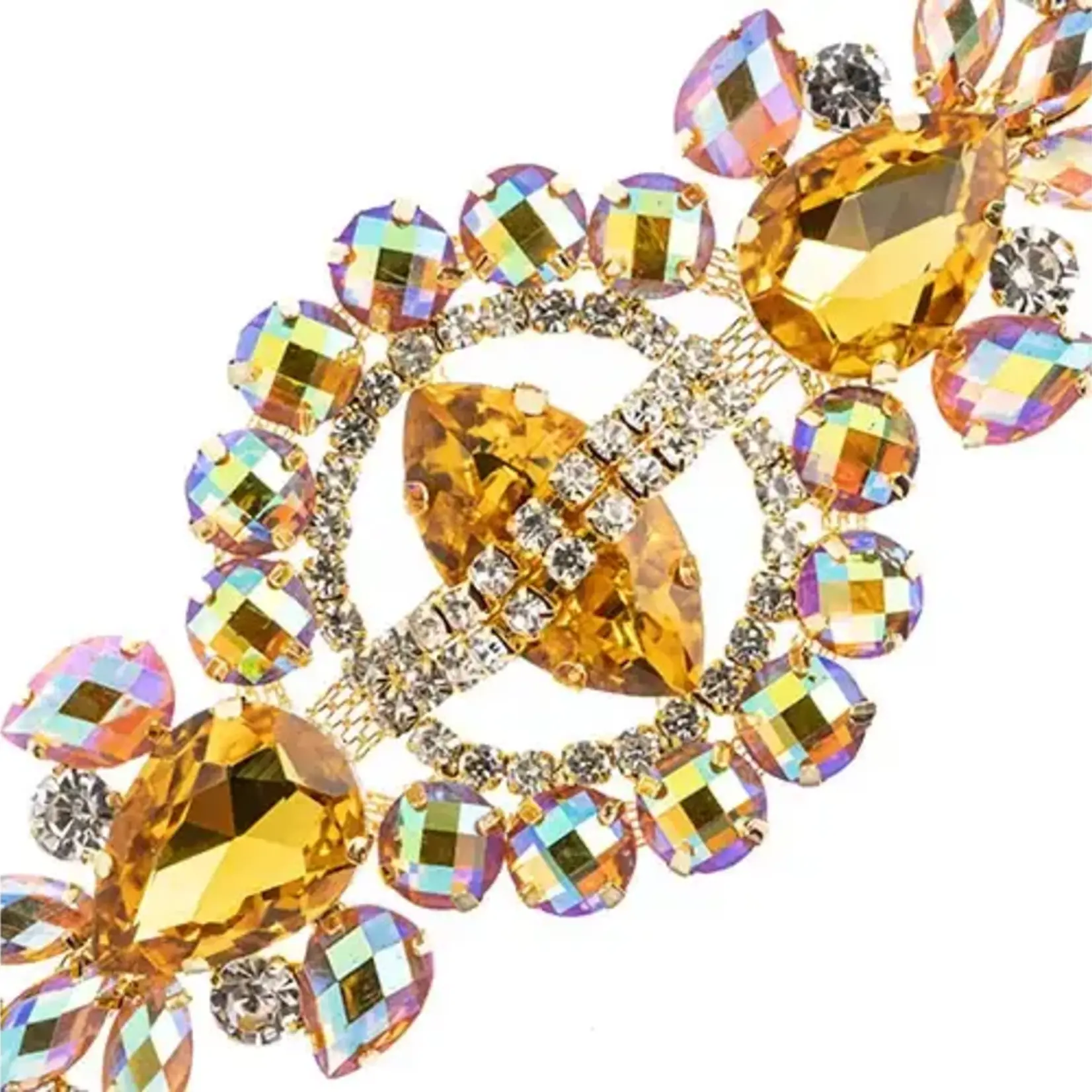 Crystal Motif Cosmos 13.5x5.7cm Yellow AB Gold Casing