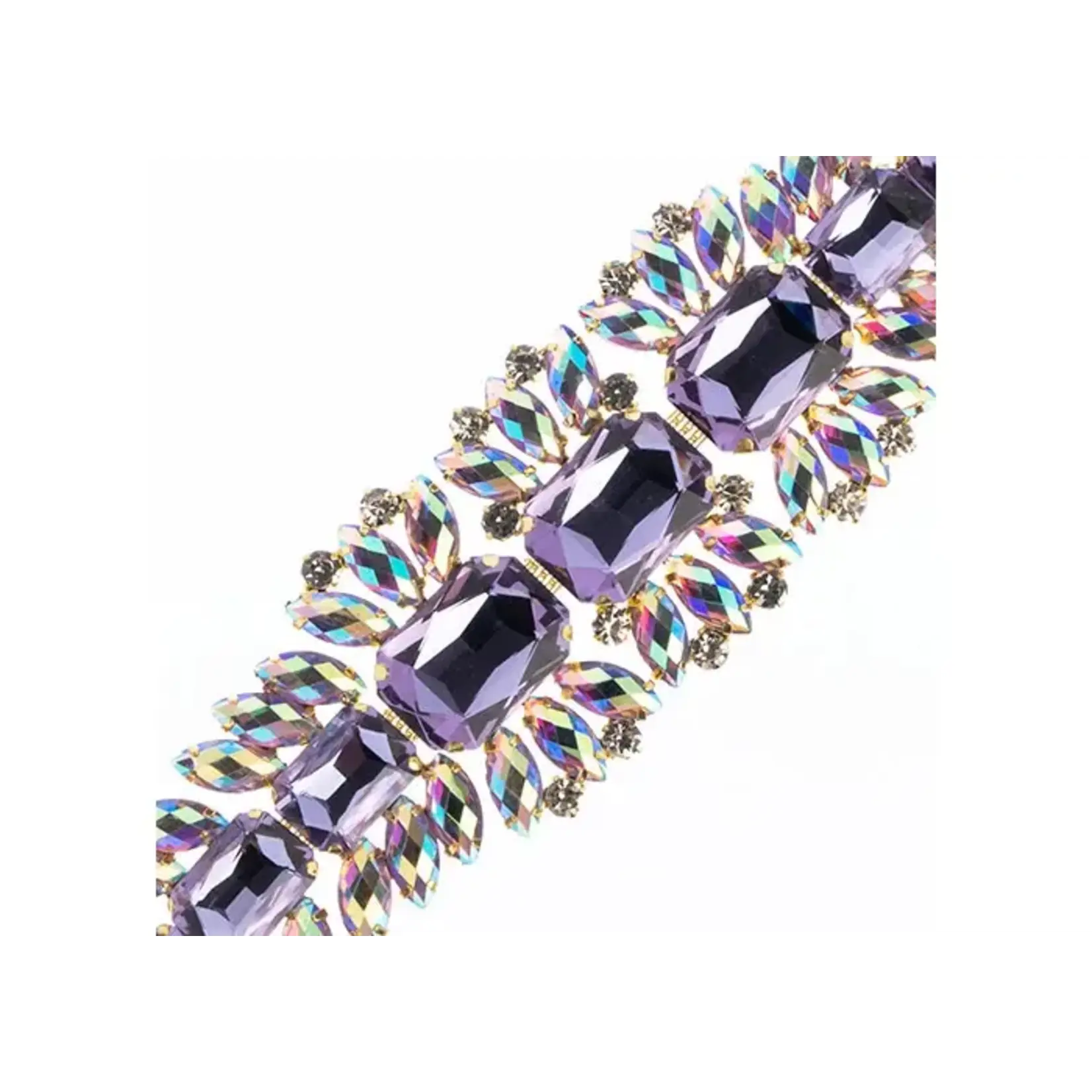 Crystal Motif Thorns 20.5x5cm Amethyst AB Gold Casing