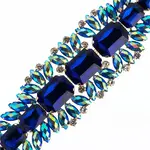 Crystal Motif Thorns 20.5x5cm Blue AB Gold Casing