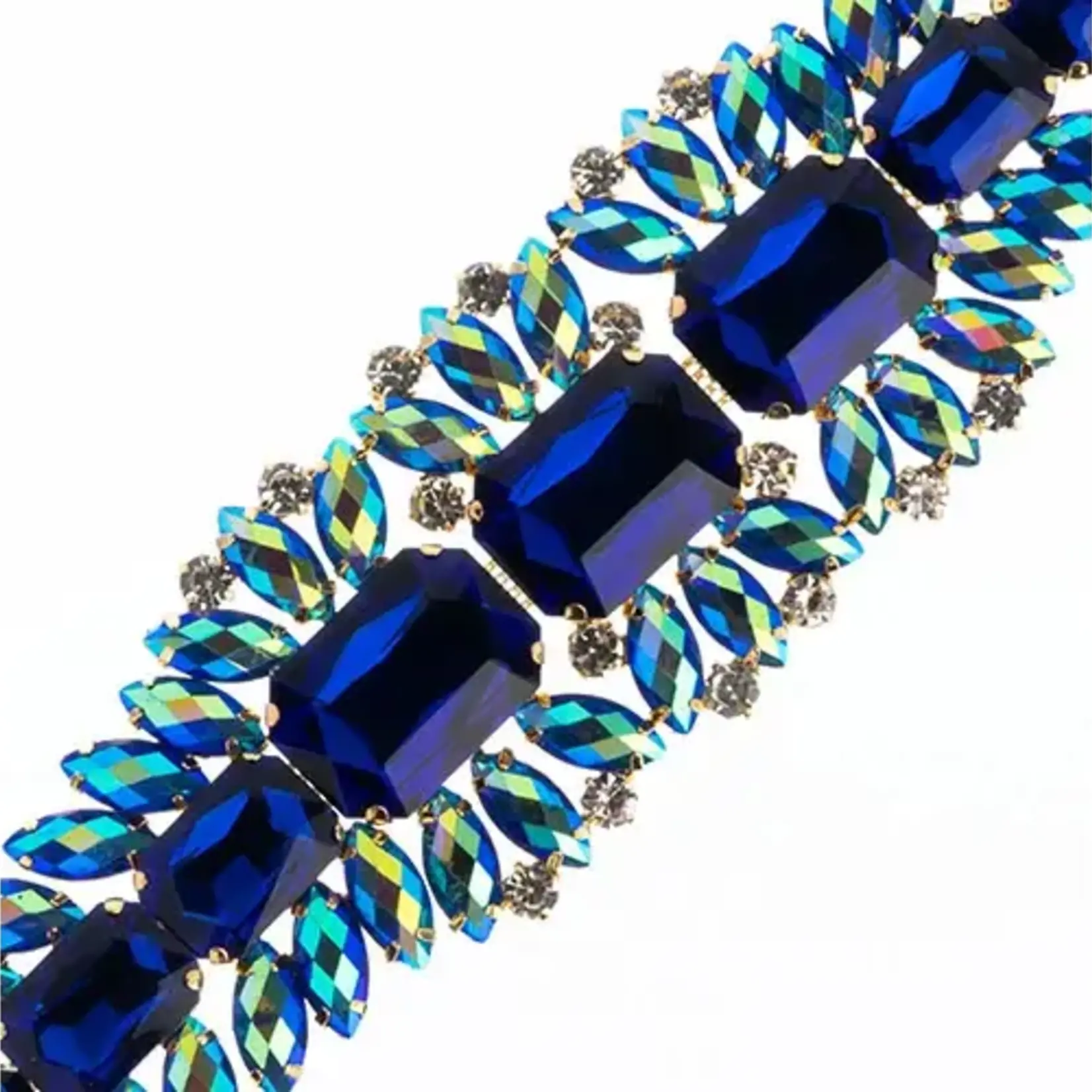 Crystal Motif Thorns 20.5x5cm Blue AB Gold Casing