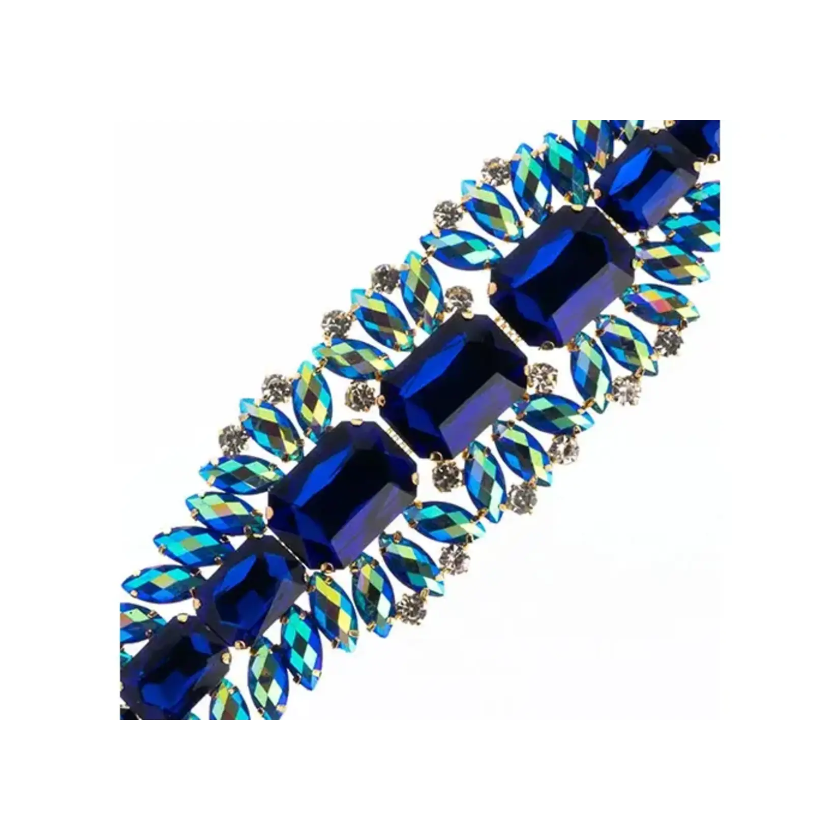 Crystal Motif Thorns 20.5x5cm Blue AB Gold Casing