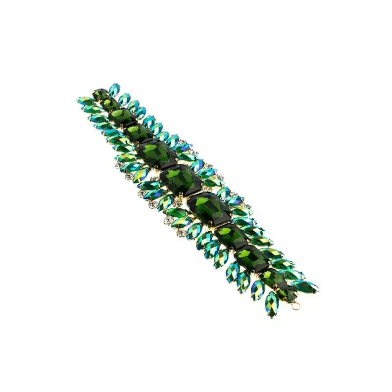 Crystal Motif Thorns 20.5x5cm Green AB Gold Casing