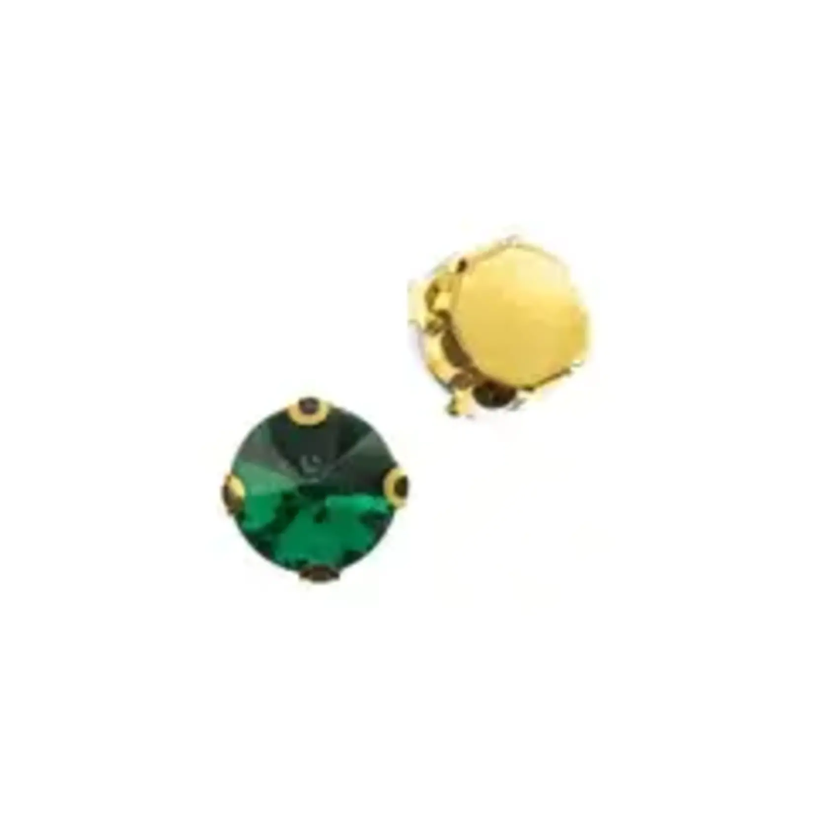 Crystal Lane DIY Sew on Rhinestone 10 mm Gold Setting/ Emerald20pcs