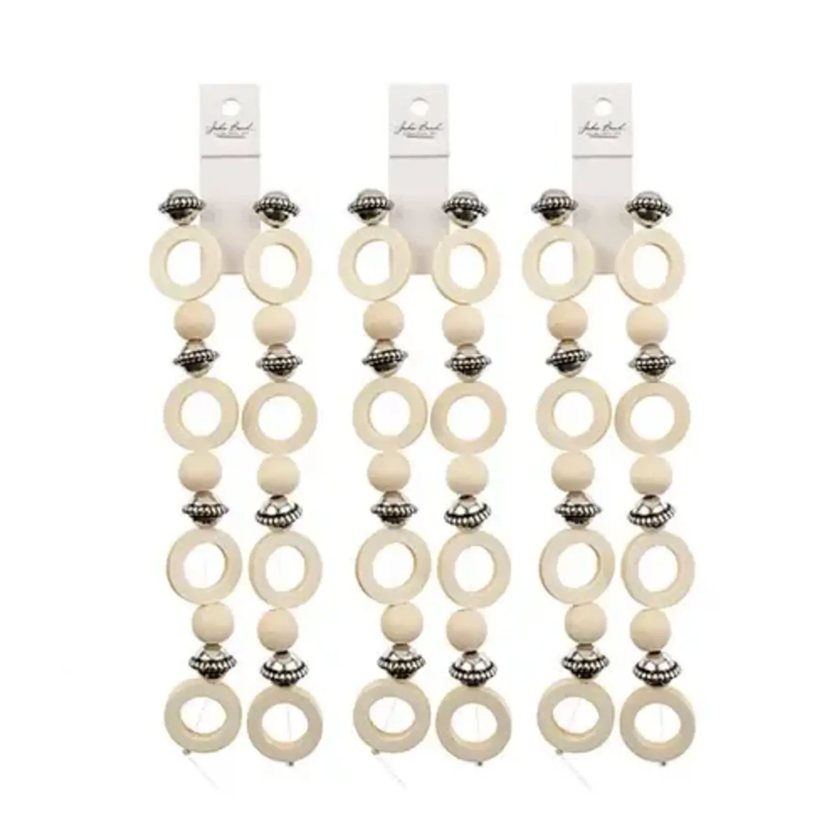 Wood circle and hexagon bead w/Metal gold spacer and metal circle 7 in strand