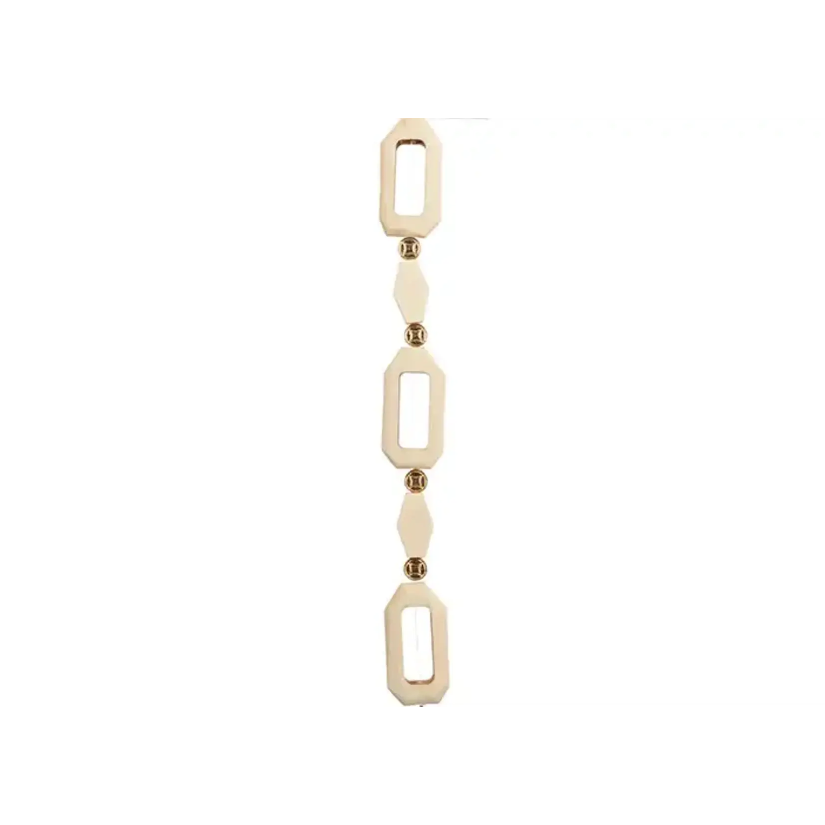 Wood Octagon and hexagon  Bead  with metal spacer  7 in Strand