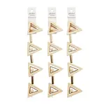 Wood Triangle and Round Bead with metal gold triangle and tube spacer 7 in Strand