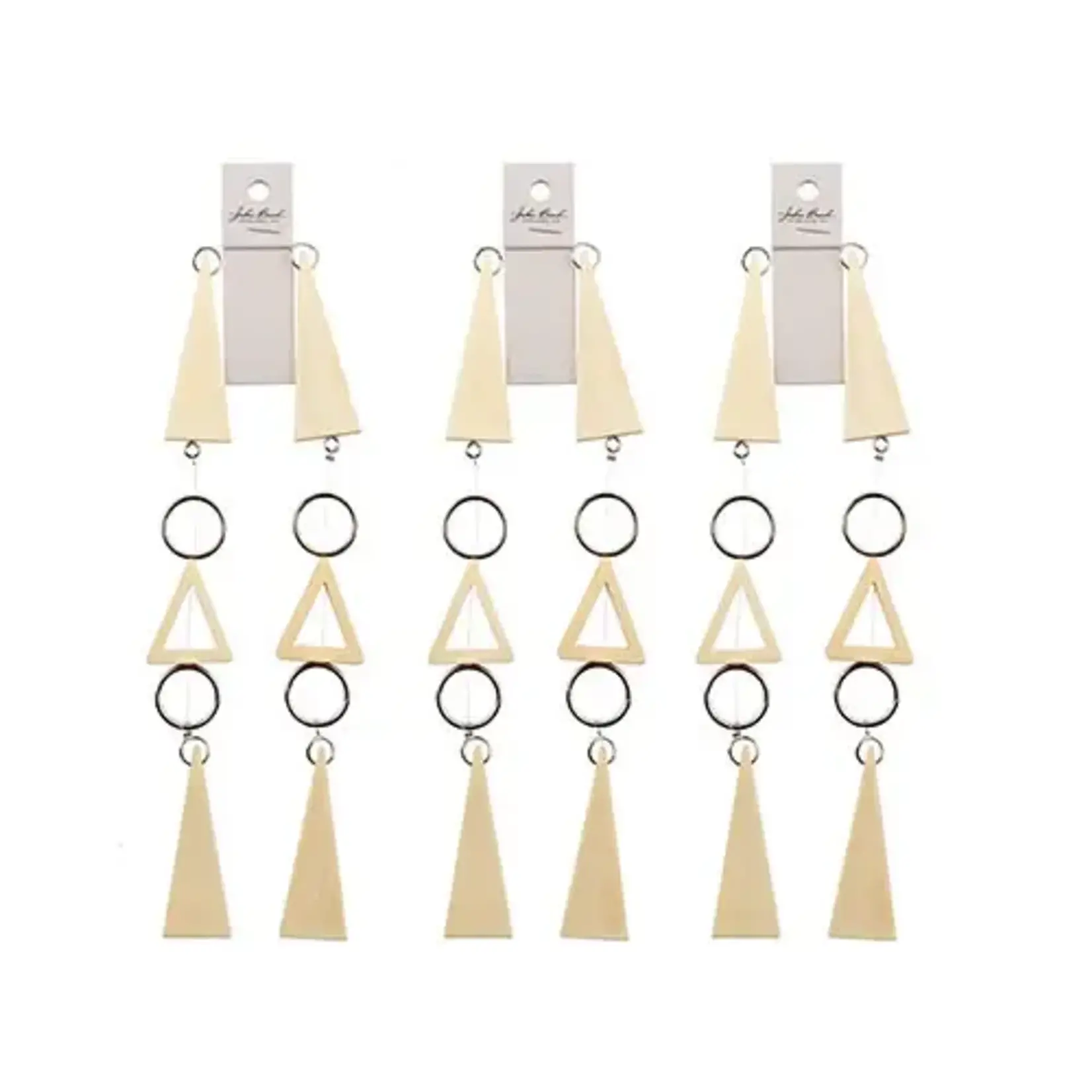 Wood Triangle Bead  with metal circle bead  7 in Strand (2 strands per header)