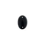 Czech Glass 2 Hole Cabochon 18 x 13mm Oval Opaque Black 6pcs