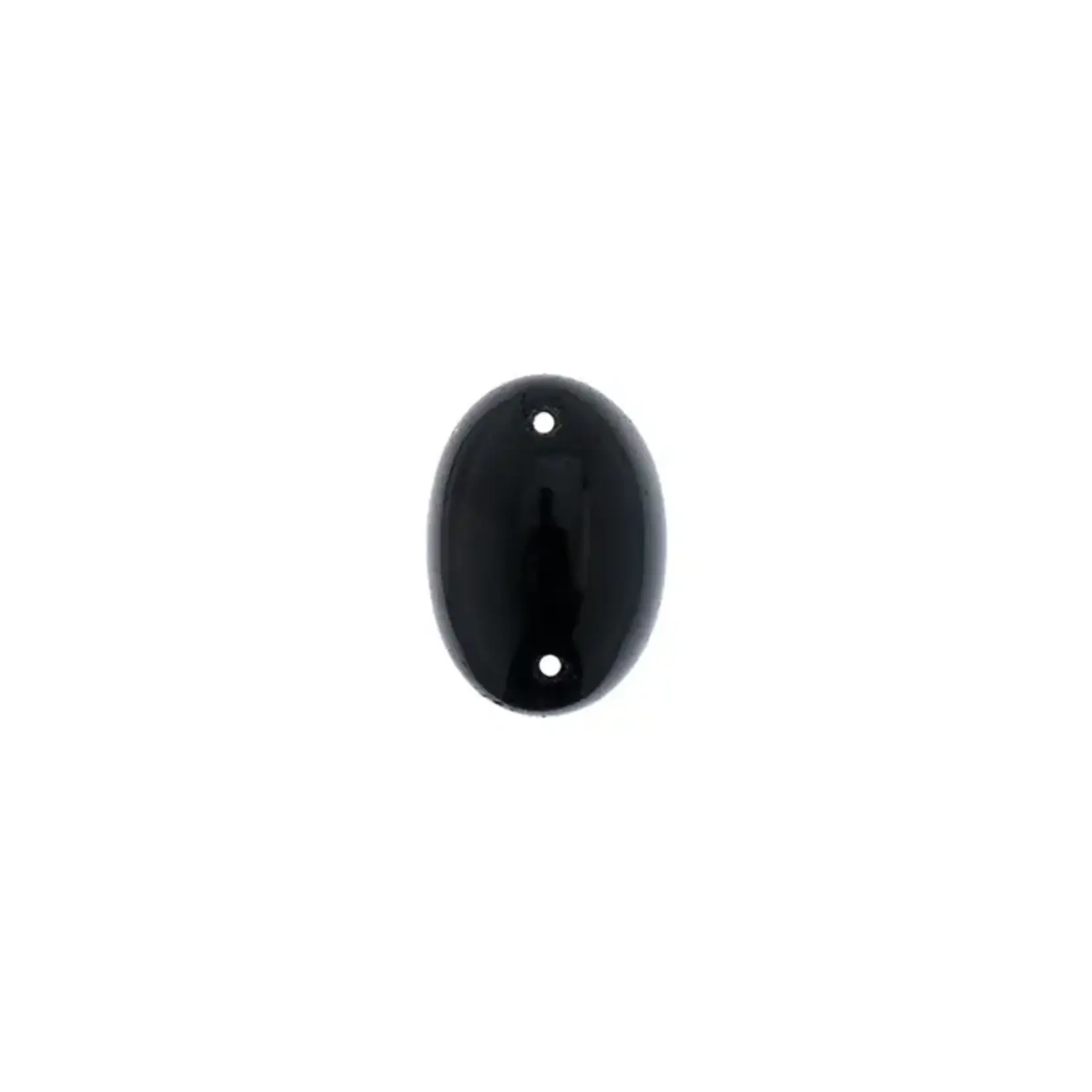Czech Glass 2 Hole Cabochon 18 x 13mm Oval Opaque Black 6pcs