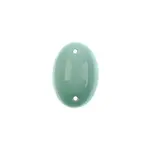 Czech Glass 2 Hole Cabochon 18 x 13mm Oval Opaque Blue (Light Teal) 6pcs