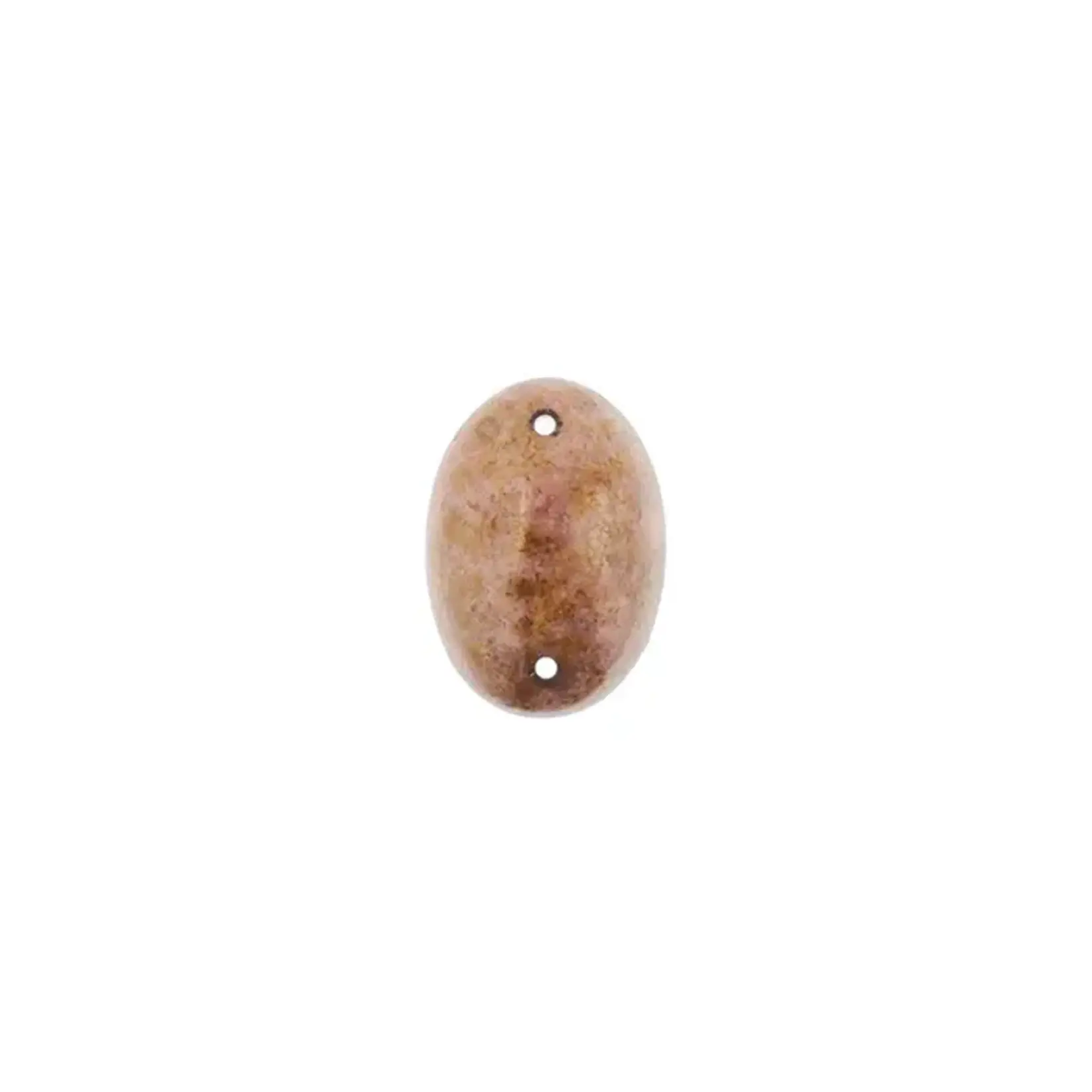 Czech Glass 2 Hole Cabochon 18 x 13mm Oval Opaque Marble Amber 6pcs