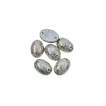 Czech Glass 2 Hole Cabochon 18 x 13mm Oval Opaque Marble Brown on Green 6pcs