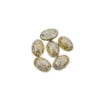 Czech Glass 2 Hole Cabochon 18 x 13mm Oval Opaque Marble Brown on Yellow 6pcs