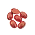 Czech Glass 2 Hole Cabochon 18 x 13mm Oval Opaque Marble Red 6pcs