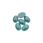 Czech Glass 2 Hole Cabochon 18 x 13mm Oval Opaque Marble Teal 6pcs