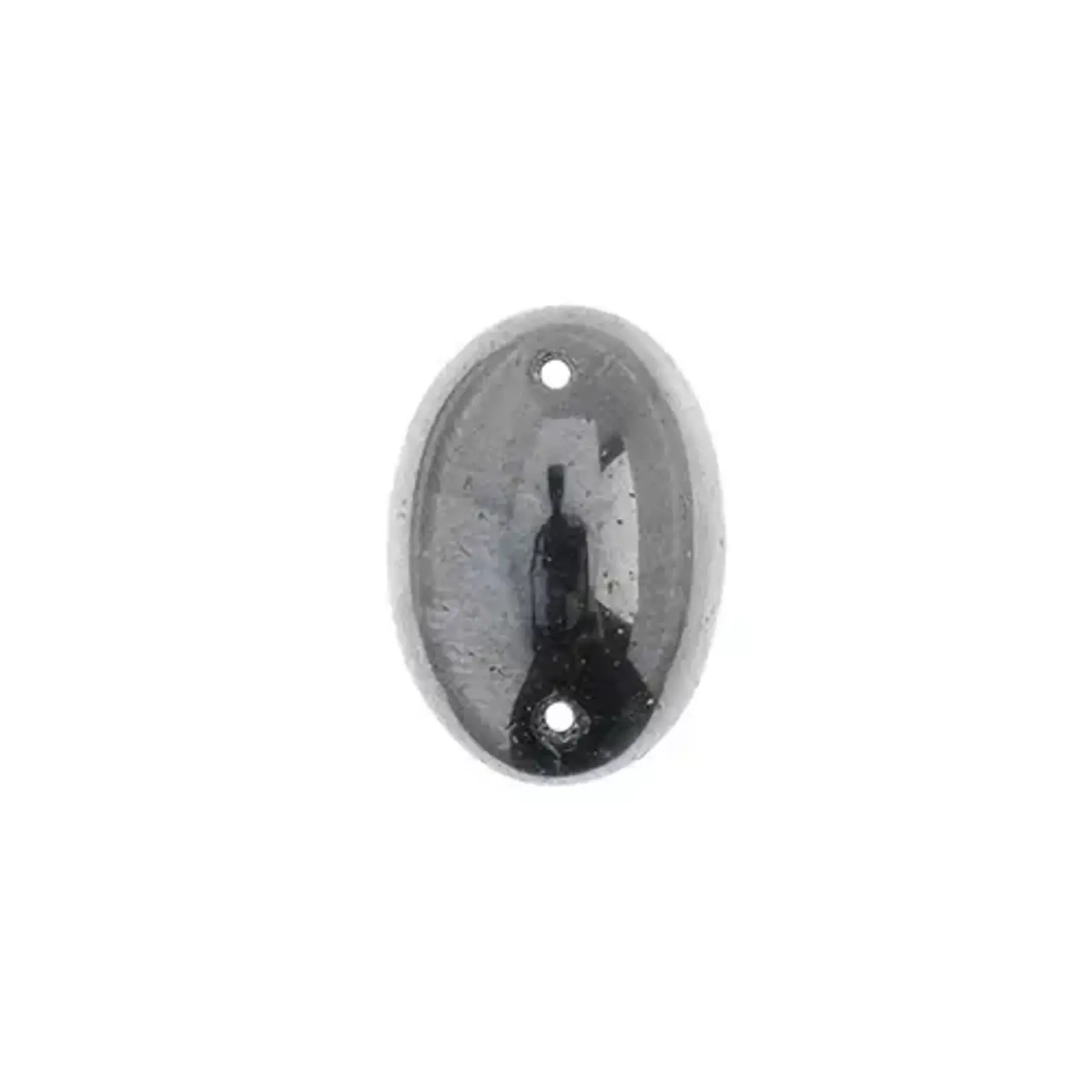 Czech Glass 2 Hole Cabochon 18 x 13mm Oval Opaque Metallic Hematite 6pcs