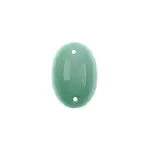 Czech Glass 2 Hole Cabochon 18 x 13mm Oval Opaque Mint 6pcs