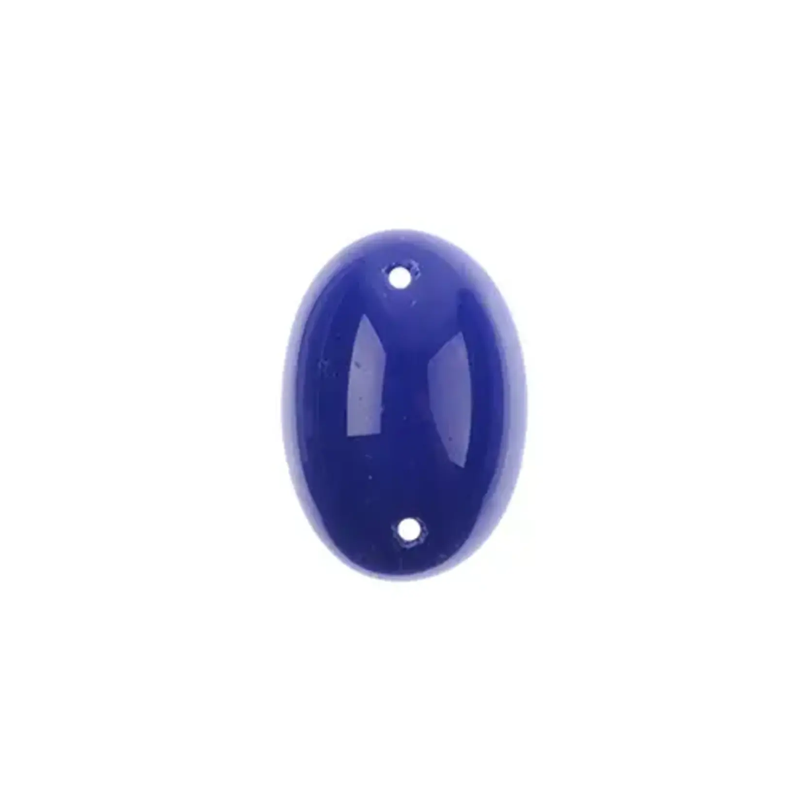 Czech Glass 2 Hole Cabochon 18 x 13mm Oval Opaque Navy 6pcs