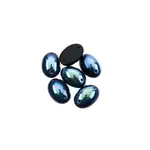 Czech Glass 2 Hole Cabochon 18 x 13mm Oval OpaqueJet AB 6pcs