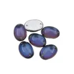 Czech Glass 2 Hole Cabochon 18 x 13mm Oval Transparent Bermuda Blue Foiling 6pcs