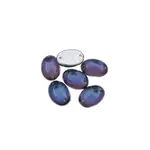 Czech Glass 2 Hole Cabochon 18 x 13mm Oval Transparent Bermuda Blue Foiling 6pcs