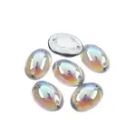 Czech Glass 2 Hole Cabochon 18 x 13mm Oval Transparent Crystal AB 6pcs