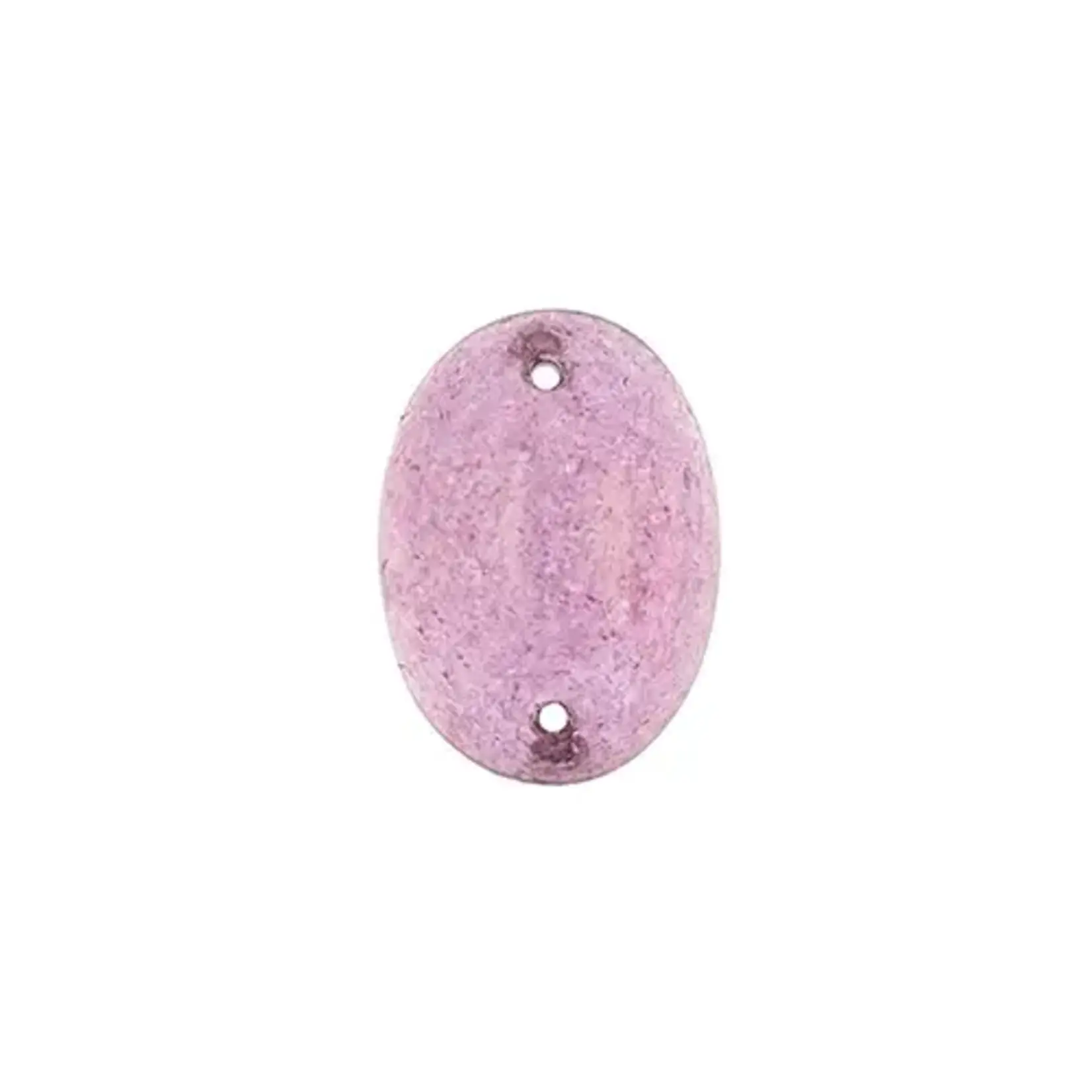 Czech Glass 2 Hole Cabochon 18 x 13mm Oval Transparent Red Marble Foiling 6pcs