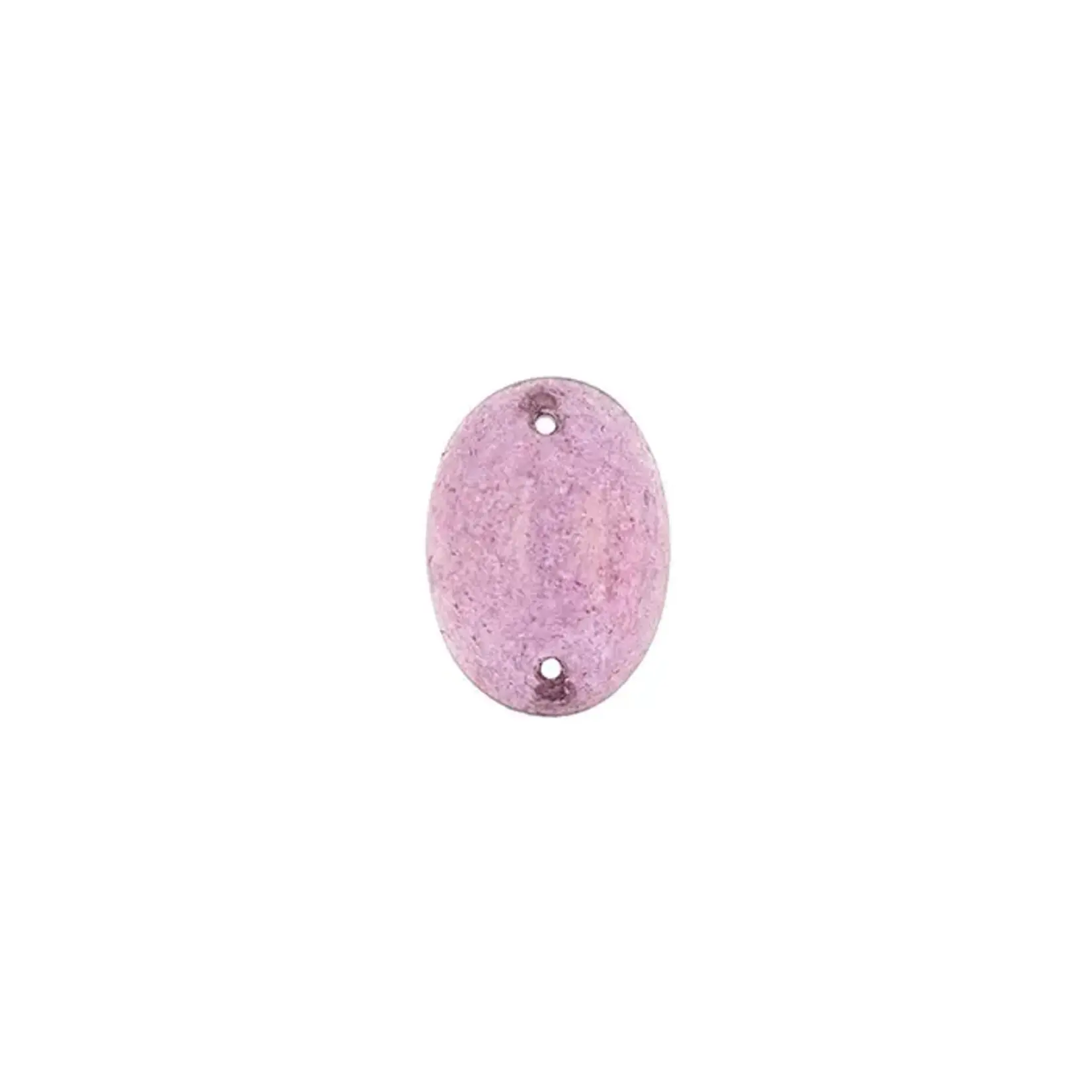 Czech Glass 2 Hole Cabochon 18 x 13mm Oval Transparent Red Marble Foiling 6pcs