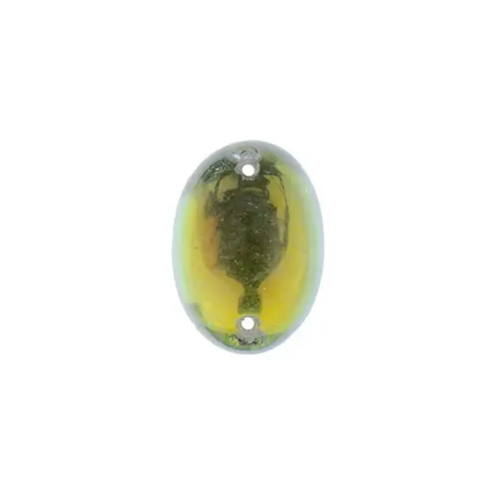 Czech Glass 2 Hole Cabochon 18 x 13mm Oval Transparent Vitrail Foiling 6pcs