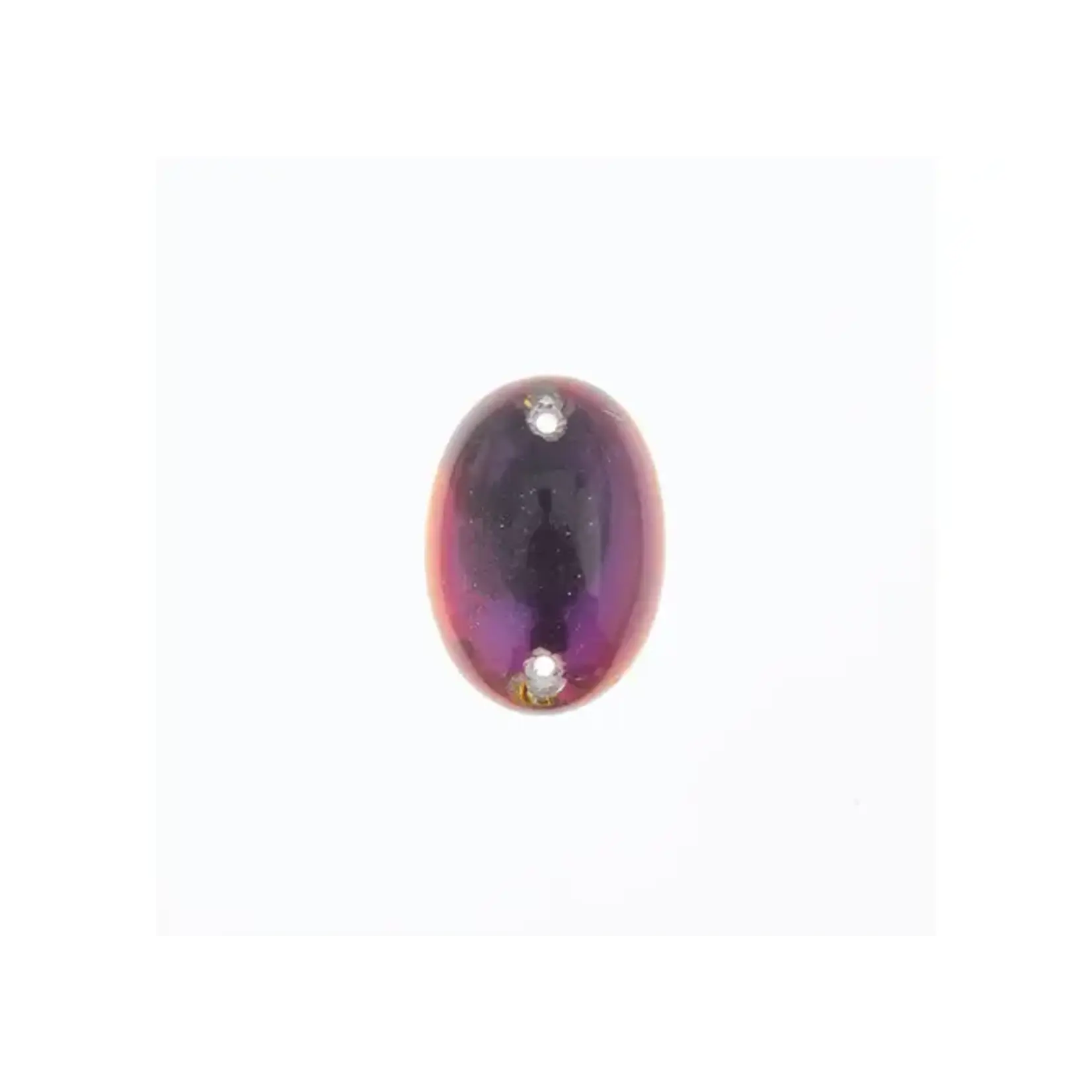 Czech Glass 2 Hole Cabochon 18 x 13mm Oval Transparent Volcano Purple  Foiling 6pcs