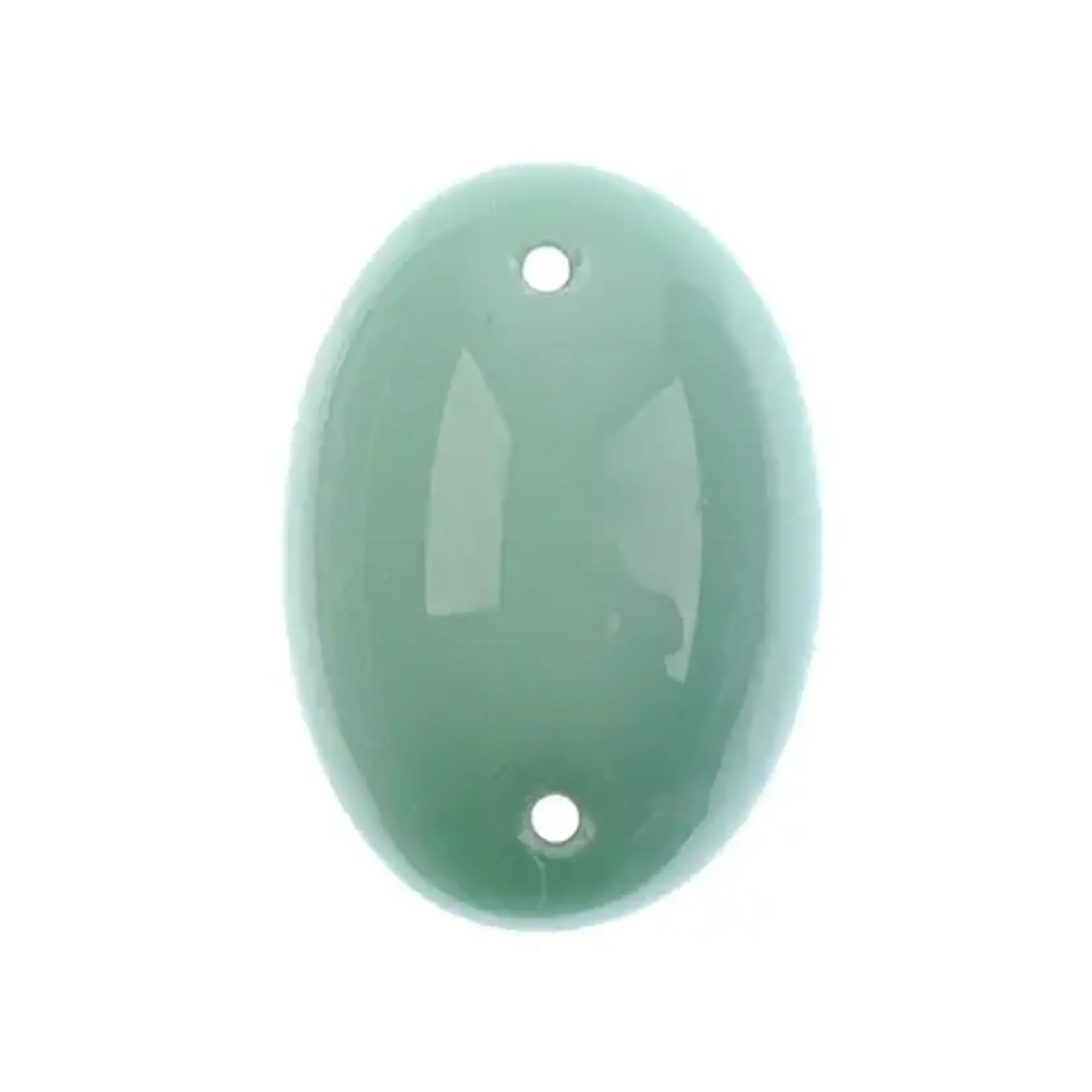 Czech Glass 2 Hole Cabochon 25 x 18mm Oval Opaque Blue 6pcs