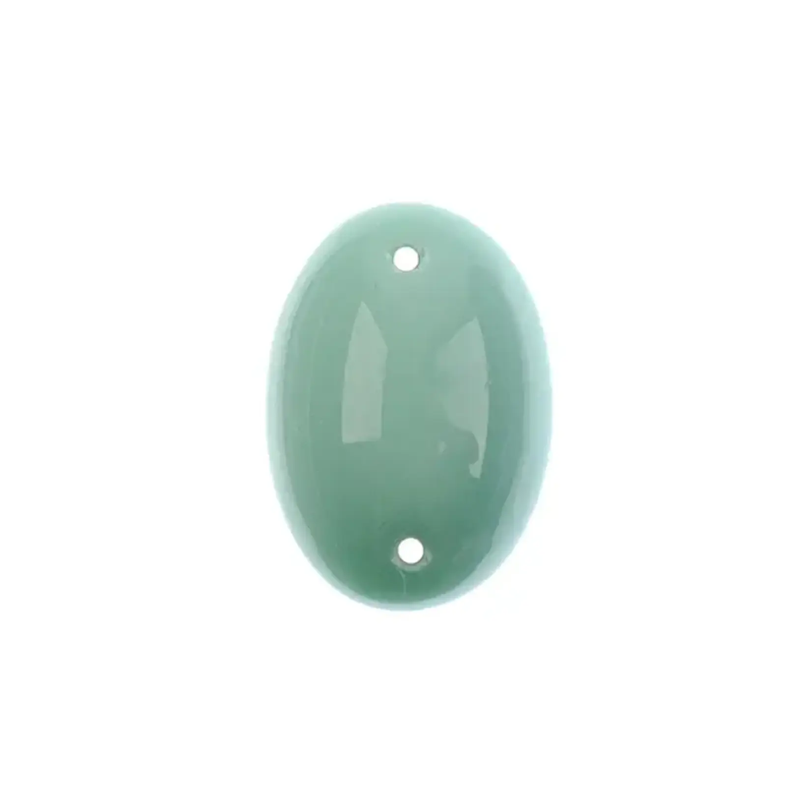 Czech Glass 2 Hole Cabochon 25 x 18mm Oval Opaque Blue 6pcs