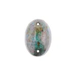 Czech Glass 2 Hole Cabochon 25 x 18mm Oval Opaque Marble Brown on Green 6pcs