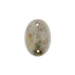 Czech Glass 2 Hole Cabochon 25 x 18mm Oval Opaque Marble Brown on Yellow 6pcs