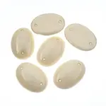 Czech Glass 2 Hole Cabochon 25 x 18mm Oval Opaque Marble cream 6pcs