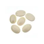 Czech Glass 2 Hole Cabochon 25 x 18mm Oval Opaque Marble cream 6pcs
