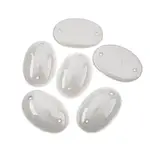 Czech Glass 2 Hole Cabochon 25 x 18mm Oval Opaque Marble Pearl 6pcs
