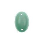 Czech Glass 2 Hole Cabochon 25 x 18mm Oval Opaque Mint 6pcs