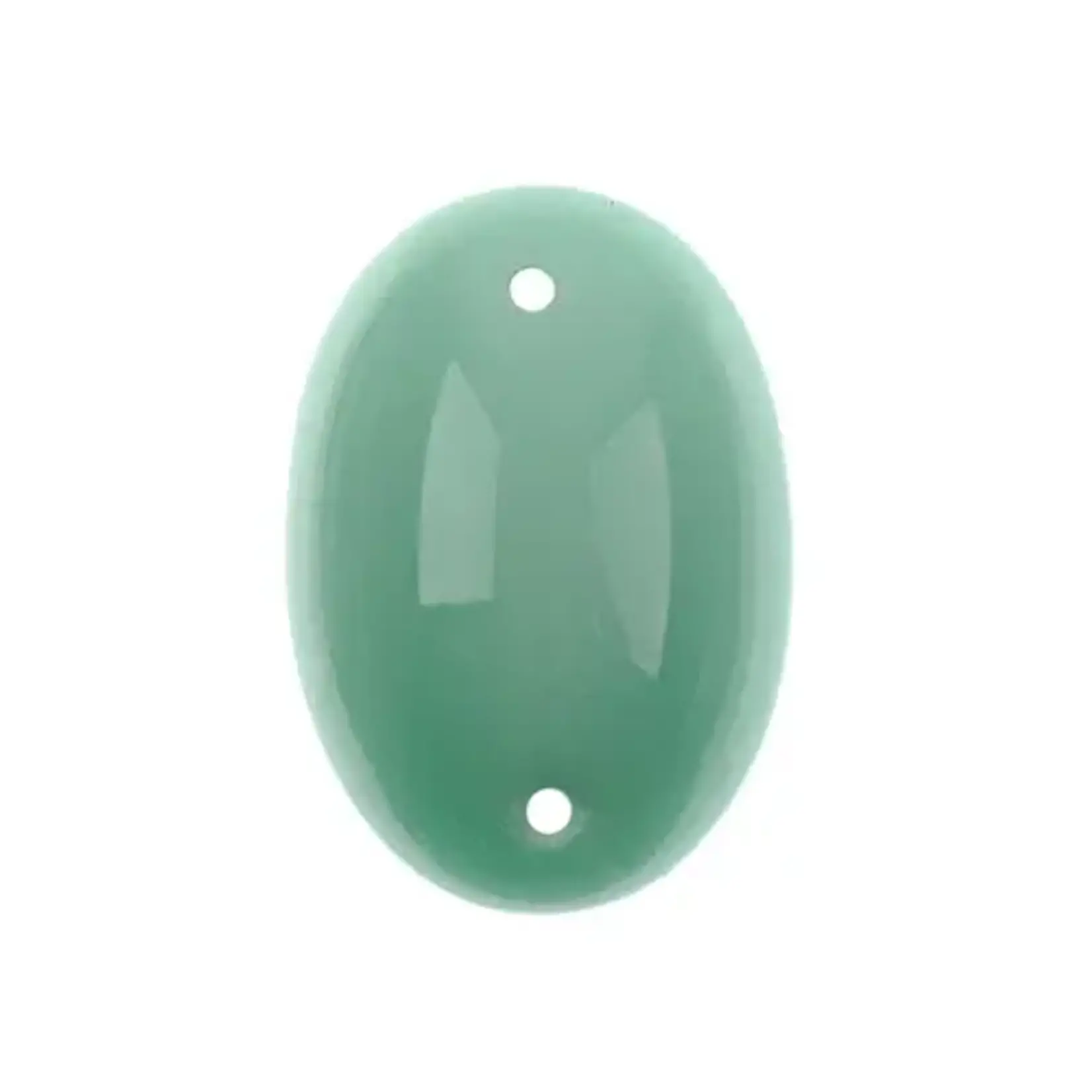 Czech Glass 2 Hole Cabochon 25 x 18mm Oval Opaque Mint 6pcs