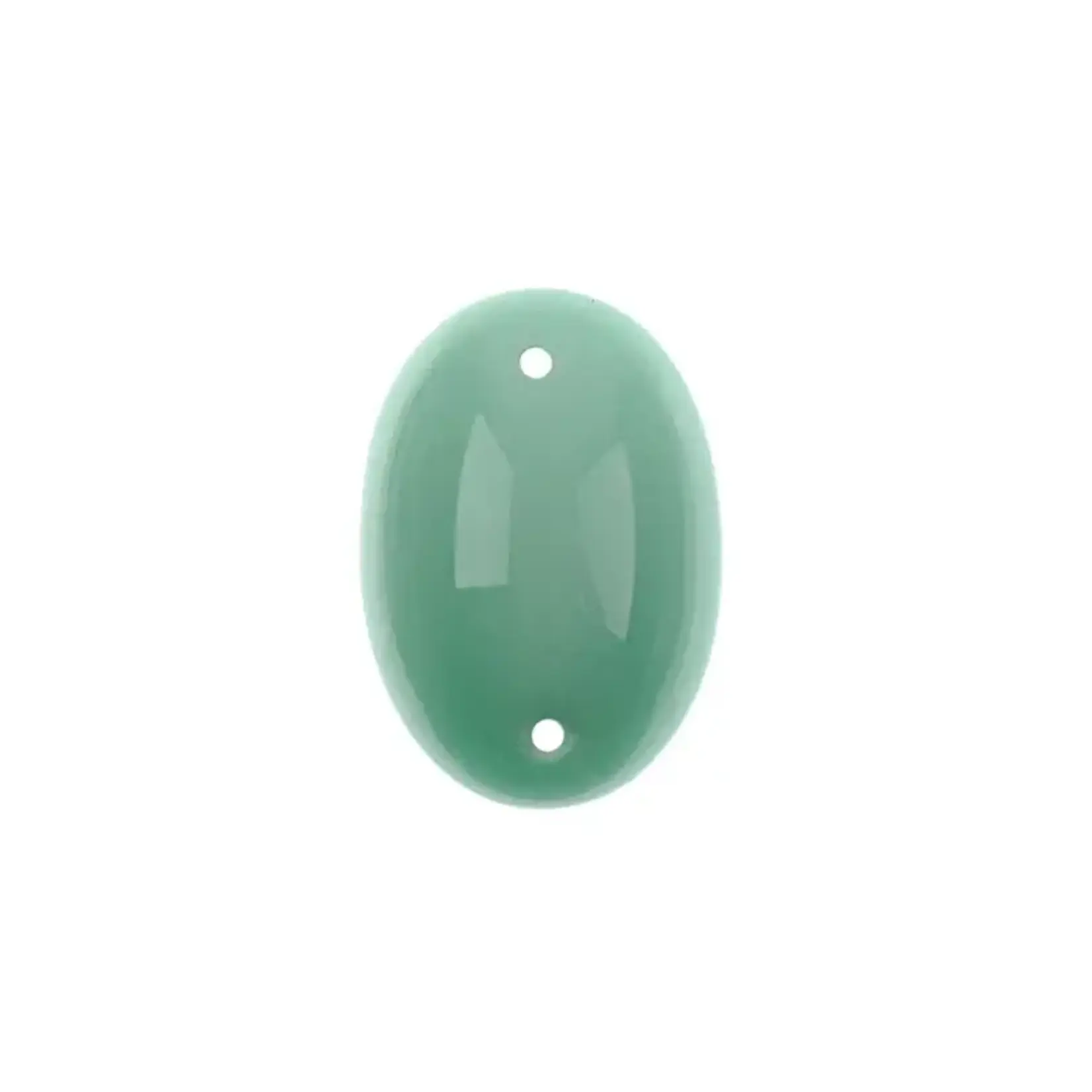 Czech Glass 2 Hole Cabochon 25 x 18mm Oval Opaque Mint 6pcs