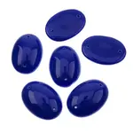 Czech Glass 2 Hole Cabochon 25 x 18mm Oval Opaque Navy 6pcs