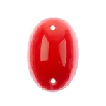 Czech Glass 2 Hole Cabochon 25 x 18mm Oval Opaque Red 6pcs