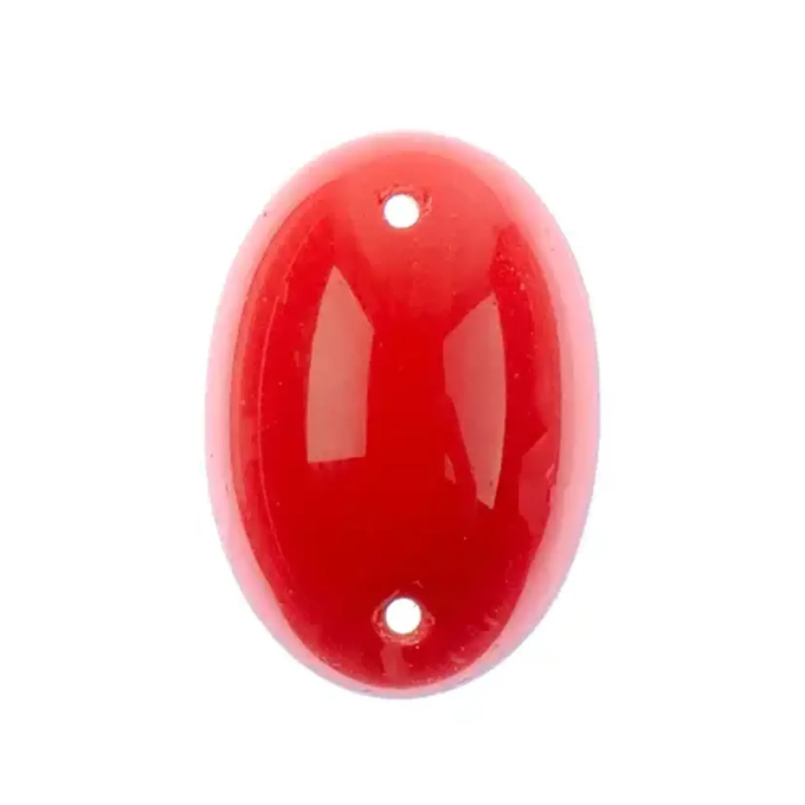 Czech Glass 2 Hole Cabochon 25 x 18mm Oval Opaque Red 6pcs